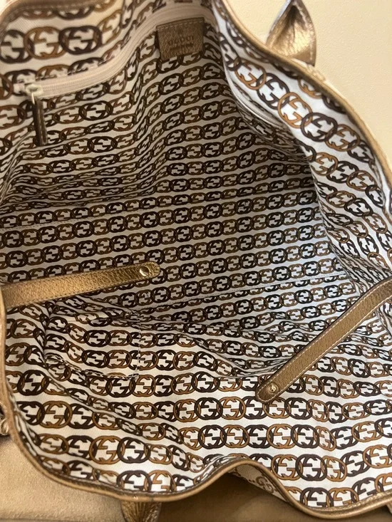 Gucci Beige and Brown GG Canvas Tote with Leather Trim - Picture 15 of 17